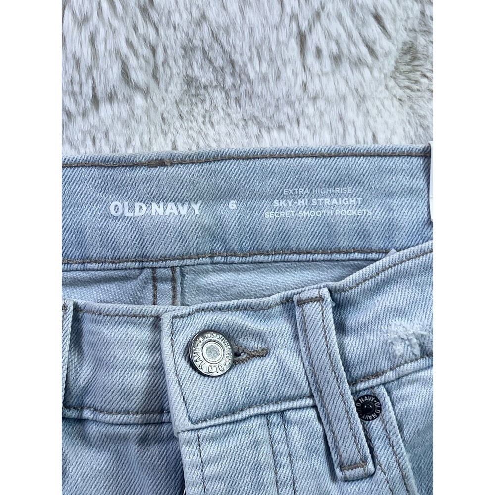 Old Navy Sky-Hi Straight Ankle Jeans Womens 6 Light Wash Distressed High . A32 - Picture 4 of 7